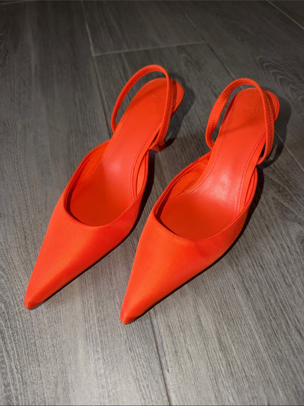 H&M Women's Pointed Slingback Heels in Bright Orange